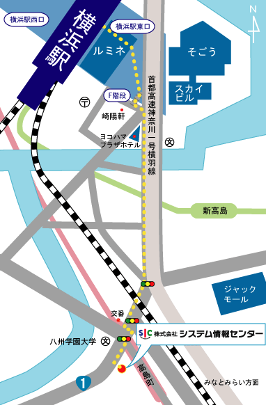 JR線・東急東横線 横浜駅東口からの道のり